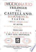 Diccionario trilingue del Castellano, Bascuence y Latin. San-Sebastian, Riesgo y Montero 1745