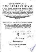 Dictionarium Ecclesiasticum, Olim