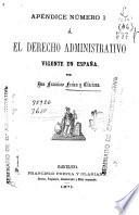 El derecho administrativo vigente en España