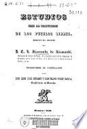 Estudios sobre las constituciones de los pueblos libres