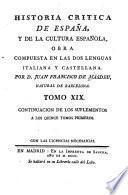 Historia critica de España, y de la cultura española: Suplementos. 1796-1800