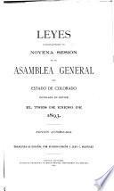 Leyes pasadas en la ... sesion de la Asembléa general del estado de Colorado