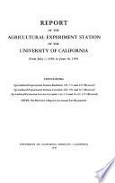 Report of the Agricultural Experiment Station of the University of California