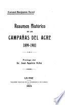 Resumen histórico de la campañas del Acre, 1899-1903