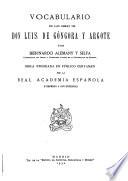 Vocabulario de las obras de don Luis de Góngora y Argote